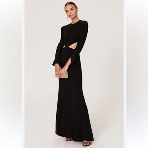 Mac Duggal Black Cut-Out Long Sleeve Gown